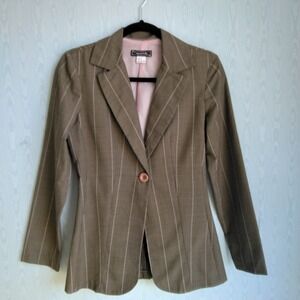 Vtg Y2K XS My Michelle Plaid Blazer Single-Breasted Coquette Preppy Office Siren